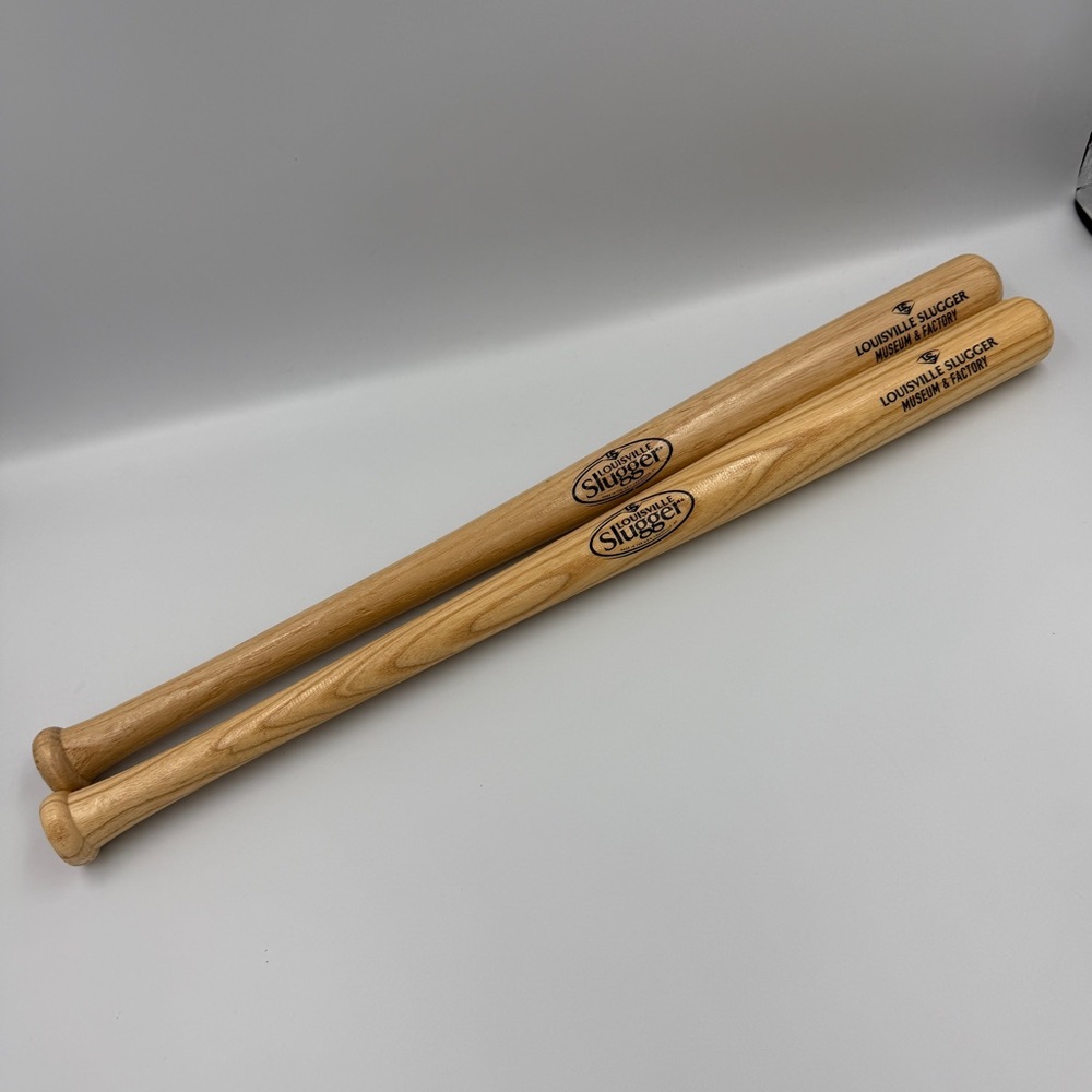 Louisville Slugger Mini Baseball Bat Lot of 2 Museum & Factory Souvenir 18"